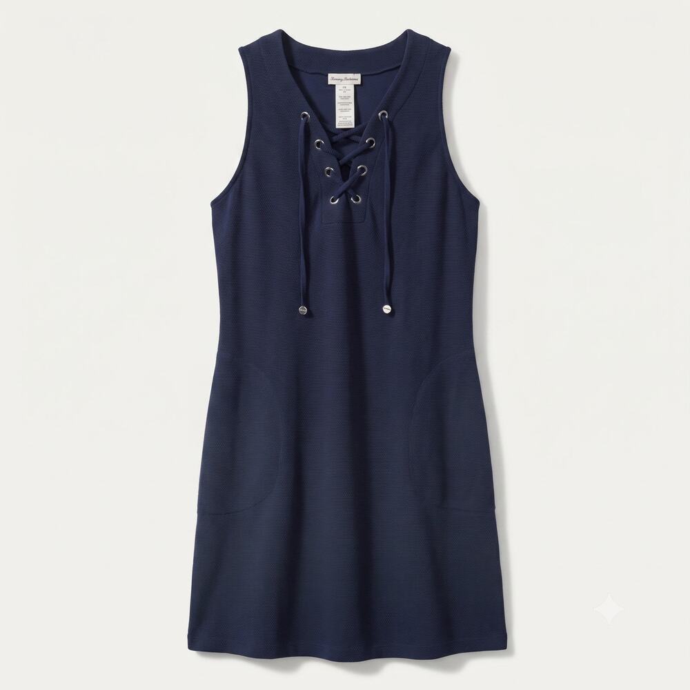 Tommy Bahama Womens S Coastal Resortwear Vacation Lace-Up V-Neck Shift Dress